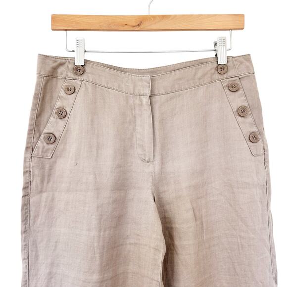 Sandro Tan 100% Linen Pants Sz 6 - Picture 3 of 4